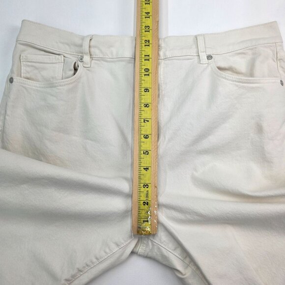 Loft Womens Off-White Straight Crop Jeans Size 14 High-Rise Raw Hem Stretch - Picture 10 of 13